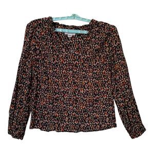 Velvet by Graham & Spencer Top XS Ruffled Multi-Color Long Sleeve Peasant Shirt